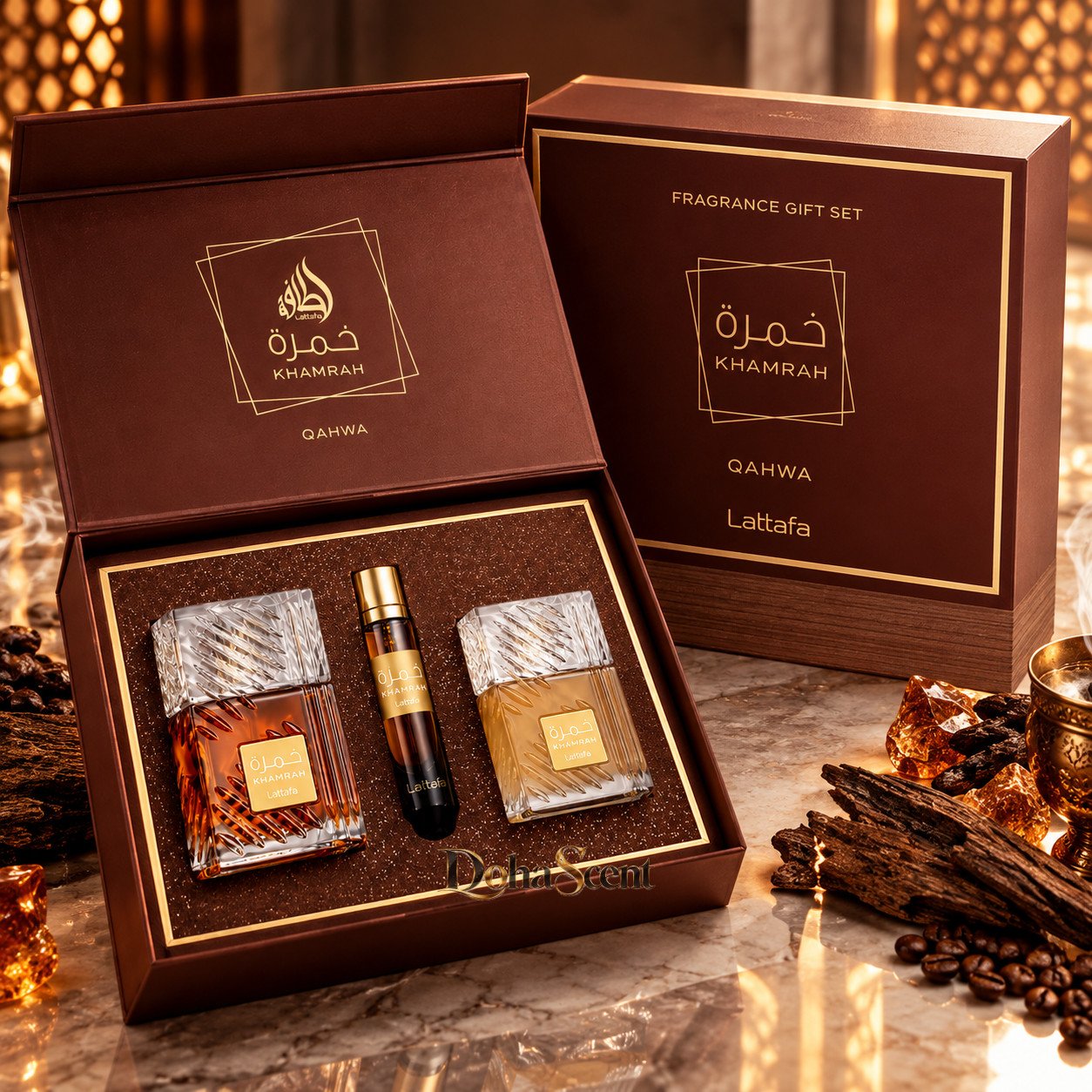 Lattafa Khamrah Qahwa Gift Set – 3 Pieces